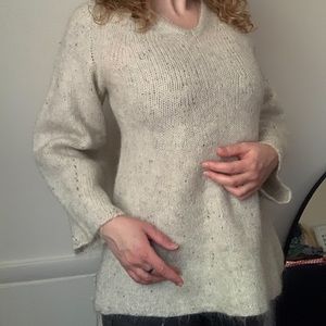 Dries Van Noten Cream Mohair Angora Wool Sweater